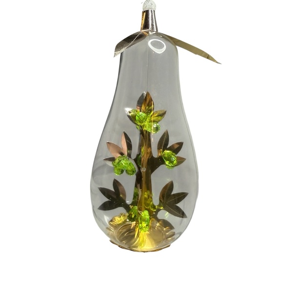 Vintage Ornament Resl Lenz Pear Tree Christmas 60s Germany Glass Retro Foil - Picture 5 of 7